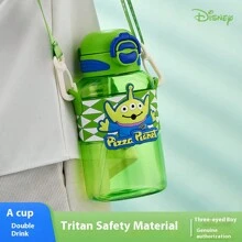 1pc 700ml Disney Summer Plastic Water Bottle Large Capacity Portable Double Lid With Straw And Direct Drinking Cup Leak Proof Design - Multicolor - View 1