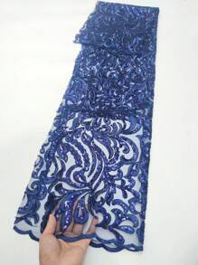 Vải ren châu Phi dệt kim màu xanh nước biển sang trọng / xanh lá cây đậm Dây lưới kiểu Pháp Kim sa để may Vải tuyn thêu Nigeria Chất lượng cao cho tiệc cưới DIY - Nhiều màu - Xem 4