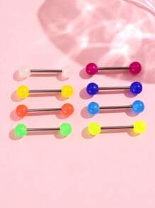 8pcs/Set Candy Color Acrylic Glow In Dark Tongue Ring Body Jewelry For Women (Random Color) - Multicolor - View 5