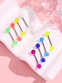 8pcs/Set Candy Color Acrylic Glow In Dark Tongue Ring Body Jewelry For Women (Random Color) - Multicolor - View 2