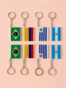 1/4pcs National Flag Of South America Casual Acrylic Keychain Keyring For Men, Gift For Football Fans, Backpack Decor (Brazil, Colombia, Argentina, Uruguay) School Letter