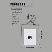 1pc Customized Canvas Bag, Unique Design (Photo, Landscape, Illustration), Foldable, Large Capacity, Lightweight, Stylish, Personalized Tote Bag, Shoulder Bag, Casual Shopping Bag Shop Back To School