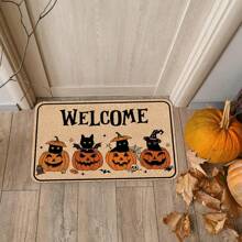 pocket monsters 1pc Halloween Pumpkin Head & Black Cat Pattern Anti-Slip Doormat, Corridor Kitchen Bathroom Balcony Mat, Bathroom Mat Outdoor Carpet, Indoor/Outdoor Decorative Rug