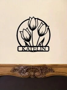 Uma Peça de Sinalização Metálica Personalizada de Estilo Rústico com Tulipa Selvagem de Ferro Forjado, Decoração para Jardim, Texto Personalizado, Decoração de Pátio Vintage, Presente para Jardineiro, Arte de Parede Externa, Decoração para Sala de Estar, Sala de Estar Familiar, Decoração de Escritório