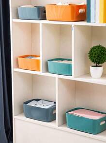 1 件桌面收纳盒矩形办公桌钥匙化妆品收纳盒收纳篮厨房收纳储物盒杂物收纳盒储物篮塑料零食家用厨房收纳盒多种颜色四种尺寸 - 彩色 - 查看 3