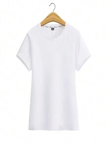 Printed T-Shirt Baby Look Neon Summer Short Sleeve T-Shirt - 白色 - 查看 2
