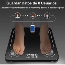 Bascula Digital Corporal y Muscular Balanza Inteligente Análisis de datos múltiples APP Recargable - Negro - Ver 2