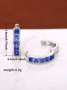 1 par de pendientes de circonita cúbica de moda para niñas, accesorio de uso diario, joyería para fiestas, regalo de cumpleaños - Azul - Ver 5