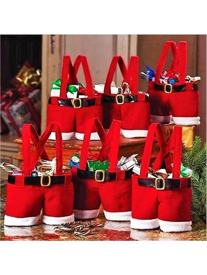 1 件圣诞老人短裤礼品糖果袋、玩具手提袋、酒瓶袋、风景装饰、节日用品、生日派对配件、房间装饰、圣诞礼物、家居装饰、圣诞节
