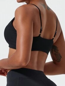 1 Stück super weiche Unterwäsche aus nude Stoff, atmungsaktiv und schweißabsorbierend, mit verdrehtem Brustdesign, Rückenträger, für Outdoor-Training, Lässig, Laufen, Fitness und Pilates, für Frauen