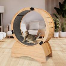 Cat Exercise Wheel – Running, Spinning, And Scratching Fun, Cat Treadmill With Carpeted Runway, Kitty Cat Sport Toy, Great For Physical Activity And Reducing Boredom - 卡其色 - 查看 1