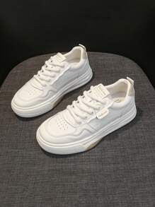 New Autumn Thick-Soled Comfortable Non-Abrasive Waterproof Color-Block Korean Style Casual White Sneakers