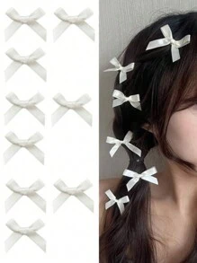 9 件女士发饰套装包括多色丝带蝴蝶迷你发夹、时尚可爱发夹、优雅蕾丝发夹、芭蕾风格 Y2k 仙女发饰蝴蝶结配饰 - 彩色 - 查看 4