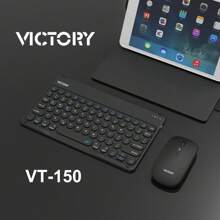 VT-150 Bluetooth Keyboard And Mouse Kit Ultra-Thin Elegant Design Compact Compatible Cell Phone Tablet PC Notebook Rechargeable - 黑色 - 查看 2
