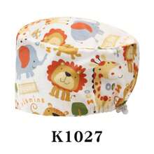 1 pieza Gorro médico con estampado de animales y plantas de dibujos animados, gorro de enfermera dental, gorro quirúrgico de clínica, unisex, para todas las estaciones