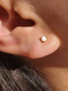 GAGAFEEL 1pair Mini Dazzling And Light Luxury S925 Sterling Silver Atificial Opal Sparkling Zirconia Earrings For Women's Daily Party Wear