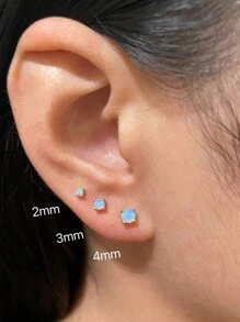 GAGAFEEL 1pair Mini Dazzling And Light Luxury S925 Sterling Silver Atificial Opal Sparkling Zirconia Earrings For Women's Daily Party Wear