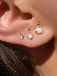 GAGAFEEL 1pair Mini Dazzling And Light Luxury S925 Sterling Silver Atificial Opal Sparkling Zirconia Earrings For Women's Daily Party Wear