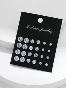 24 chiếc/48 chiếc/72 chiếc Bộ bông tai đính đá Cubic Zirconia tối giản thời trang - Hip Hop, Rap, Hình học, Thiết kế hình tròn - Lý tưởng cho phong cách Punk, Ngày lễ, Tiệc tùng, Trang phục hàng ngày - Bạc - Xem 10