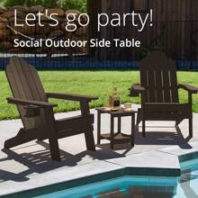 Outdoor Side Table, 2-Tier Dark Brown HDPS Patio End Table Weather Resistant,Outdoor Morden Side Table For Patio, Pool, Porch