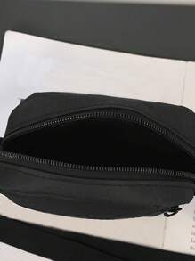 1个纯色休闲尼龙单肩斜挎包，轻便时尚，适合上班族、大学生、商务通勤、办公礼品、斜挎包、哥特迷你格纹包、单肩包、教师礼物、女友礼物、手机钱包、学习用品 - 黑色 - 查看 6