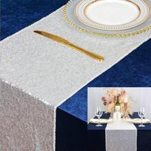 1 件/6 件金色亮片桌旗，婚礼派对餐饮活动，金色桌旗，金色圣诞装饰闪光面料亮片桌旗节日桌旗