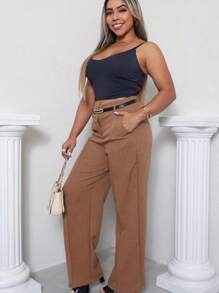 Linen Pantaloon Pants - Camel - View 3