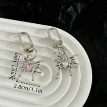 1pc Fashionable Butterfly Rhinestone Star Keychain Creative Accessory Gift For Women Keychain Charms - Silver - View 2