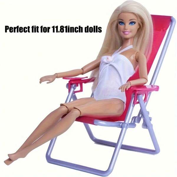 11.5inch/30cm Foldable Doll Beach Chair - Doll House Accessories And Toy Playset (Doll And Clothes Not Included),Dolls Chair,Dolls Accessories,Mini Doll Stuff