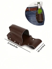 1 Stück klassischer PU-Leder Flaschenhalter, Gürtel Bauchtasche, Bierflaschenetui, perfekt für Reisen, Outdoor und Garten, kreative tragbare Bergsteigerausrüstung Outdoor Bauchtasche, Reisenotwendigkeiten, Retrotasche, Valentinstag Essentials, Braune Tasche, Valentinstag Geschenke, Vintage Schule, Vintage Taschen, Schulmaterial