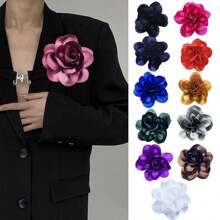 Exaggerated Handmade Satin Big Flower Brooch For Women Fashion Jewelry Wedding Party Christmas Gift Valentines