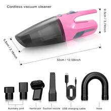 CascadeVac,Household Car Dual-Use High-Power Handheld Wireless Car Vacuum Cleaner USB Charging Mini Home Vacuum Cleaner,0-200w Power - Pink - View 7