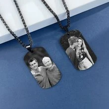 Personalized Photo Pendant Necklace - Laser Engraved Pendant - Gift With Photo - Gift For Family And Friends