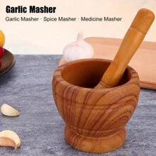 2pcs Spice Grinder Mortar And Pestle Set, Multipurpose Large Garlic Press, Big Size Garlic Masher For Home Use, Seasoning Grinding Tool, Kitchen Small Gadget, 4.3inch*3.9inch