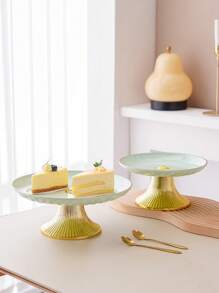 1pc Round Cake Stand With Gold Base, Decorative Tray For Christmas Gift, Wedding Party, Holiday