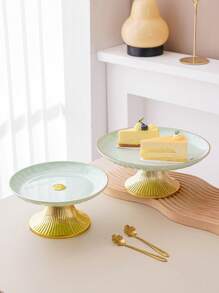 1pc Round Cake Stand With Gold Base, Decorative Tray For Christmas Gift, Wedding Party, Holiday