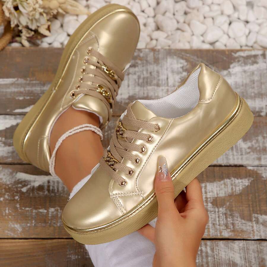 Comfortable Women's Low Top Single Shoe - Stylish Round Toe Flat Bottom Anti-Slip For Everyday Wear - Vàng - Xem 1