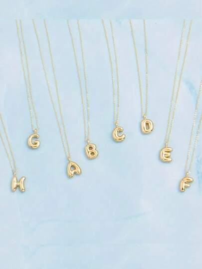 suteyi 1 件简约镀金气球字母吊坠项链，26 个英文字母项链，生日礼物