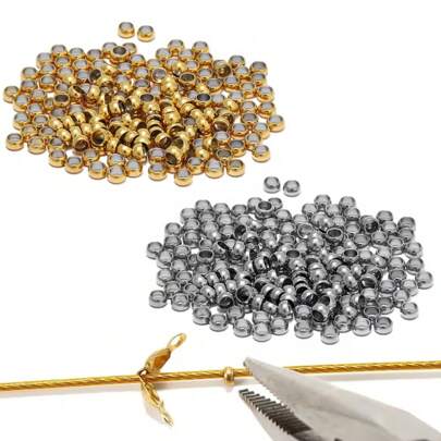 500 st Rostfritt stål Ball Crimp End Beads Dia 2/2,5/3mm Stoppar Spacer Beads För DIY smyckestillbehör