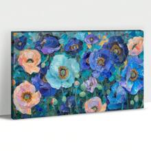 Floral Canvas Wall Art, Colorful Flower In Bottle Picture Artwork Decor For Walls, Fresh Garden Flowers In Mason Jar Artwork, Framed Modern Floral Plant Paintings Artwork For Kitchen Bedroom, Pine Frame 1.5 Inch Thick