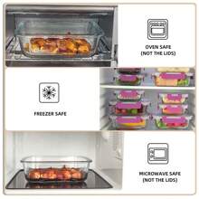 16-Piece Stackable High Borosilicate Glass Food Storage Containers (8 Lids + 8 Containers), Meal Prep Airtight Lunch Boxes With Leak-Proof Locking Lids, Microwave/Oven/Freezer/Dishwasher Compatible, Perfect For Christmas Parties And Office Meals - 薄荷綠 - 查看 4