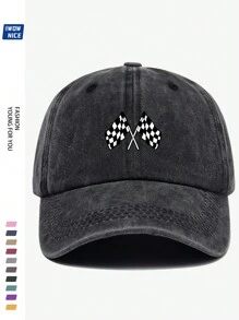 Classic Racing Checkered Flag Printed Baseball Cap - Black And White Checkered Flag Baseball Hat For Men And Women, Off-Road Car/Motorcycle Sports Cap, Ideal Gift For Friends And Family, Suitable For Casual, Entertainment, Holiday, Car/Motorcycle Racing Events Halloween