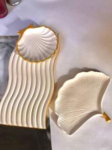 3 件/套大波浪托盘硅胶模具 - 银杏叶盘和海洋贝壳盘用于珠宝 DIY 水泥、混凝土、石膏、蜡烛、水晶环氧树脂工艺品、家居装饰 - 白色 - 查看 4