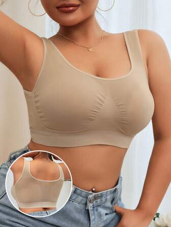 Plus Size Women's Breathable Mesh Seamless Sports Bra