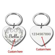 定制钥匙扣2024新款防丢宠物身份牌雕刻姓名牌圆形吊坠项圈狗牌配件免费定制 - 彩色 - 查看 4