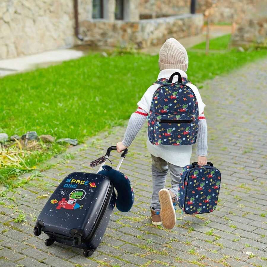5-Piece Children's Suitcase Set, Kids Trolley With Backpack, Neck Pillow, Lunch Box, Luggage Tag, Children's Luggage With Wheels, Travel Suitcase With Telescopic Handle For Children From 3 Years
