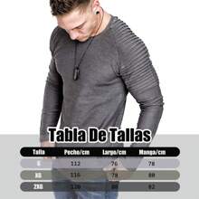 Playera Cuello Redondo Manga Larga Lisa Para Hombre Casual - Gris - Ver 2