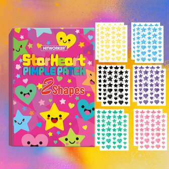 432 片痤疮贴 - 温和无刺激痤疮贴，可遮盖痤疮和瑕疵 - 星心双色多色贴片，用于面部皮肤遮盖护理，派对上美丽的秘密，拍照的绝佳道具