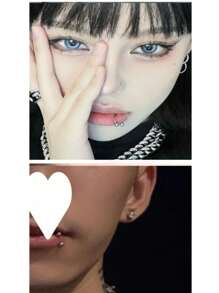 1pc Titanium Steel Hypoallergenic Horseshoe, Double Ball U-Shaped 16G Body Piercing Earrings, Nose Rings, Lip Rings, Versatile Ring With Captive Bead Retainer - steel color - View 11