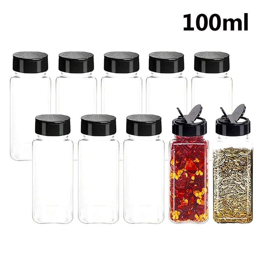 1/4/8/10pcs 120ml Spice Jars Salt And Pepper Seasoning Containers Plastic Spice Storage Box Barbecue Condiment Kitchen Tools Christmas Gift - Clear - View 1
